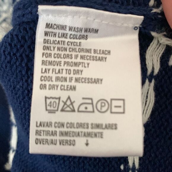 Elisabeth by Los Claiborne Cotton Crew Neck Navy/ White Sweater Men’s Size 1 - Picture 8 of 9